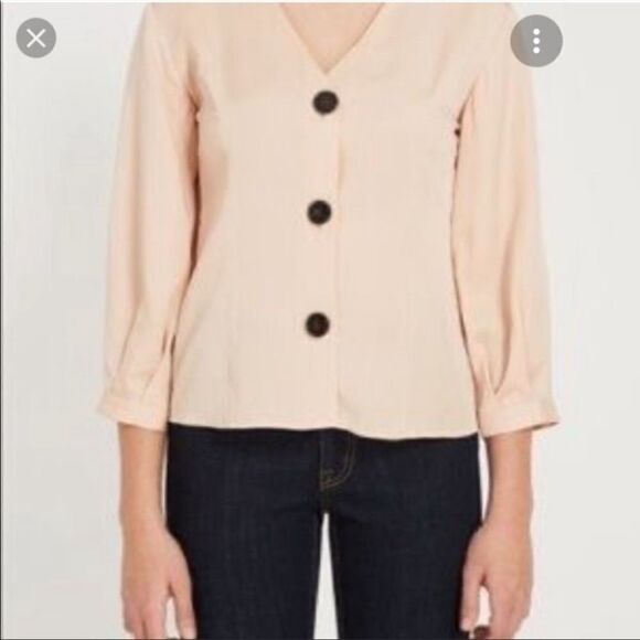 Frank and Oak Peach Tencel Button Down Blouse Sz Small - Picture 3 of 13